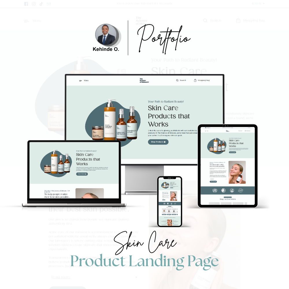 Skincare Product Website & Landing Page Design Shopify CRO Expert